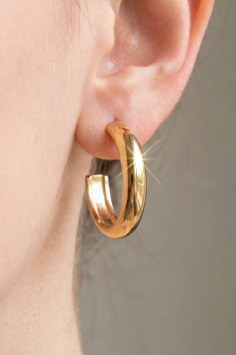 Polished Chunky Dome Hoop Earrings