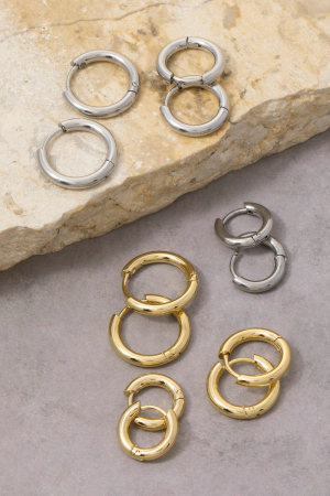 Stainless Steel Mixed Hoop Earrings Set