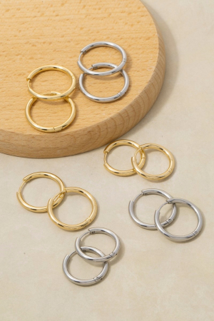 Stainless Steel Hoop Earrings Set