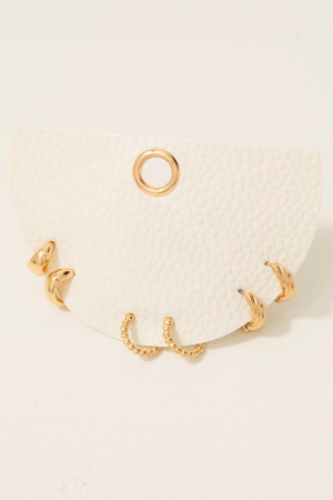 Textured Three Pair Mini Hoop Earrings Set