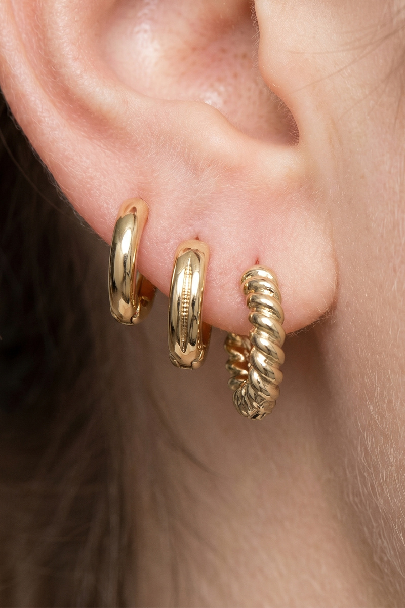 Mixed Gold Huggie And Ear Cuff Earring Set