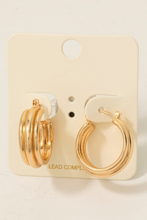 Triple Layered Latch Hoop Earrings