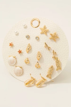10 Pair Assorted Sea Life Stud Earrings Set