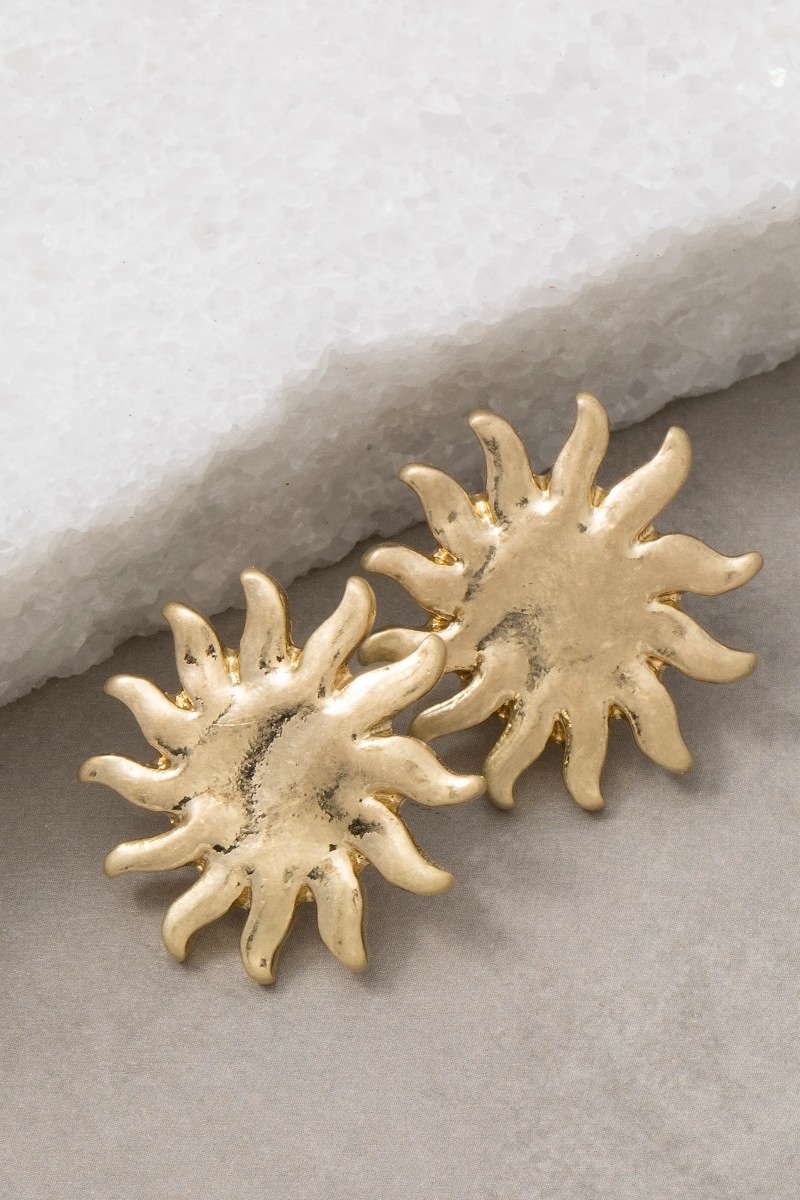 Vintage Metallic Sun Stud Earrings