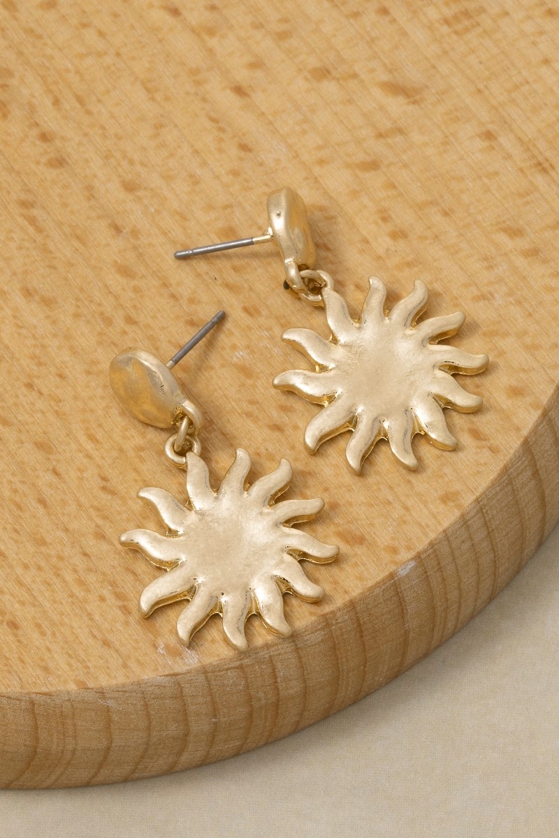 Vintage Metallic Sun Stud Dangle Earrings