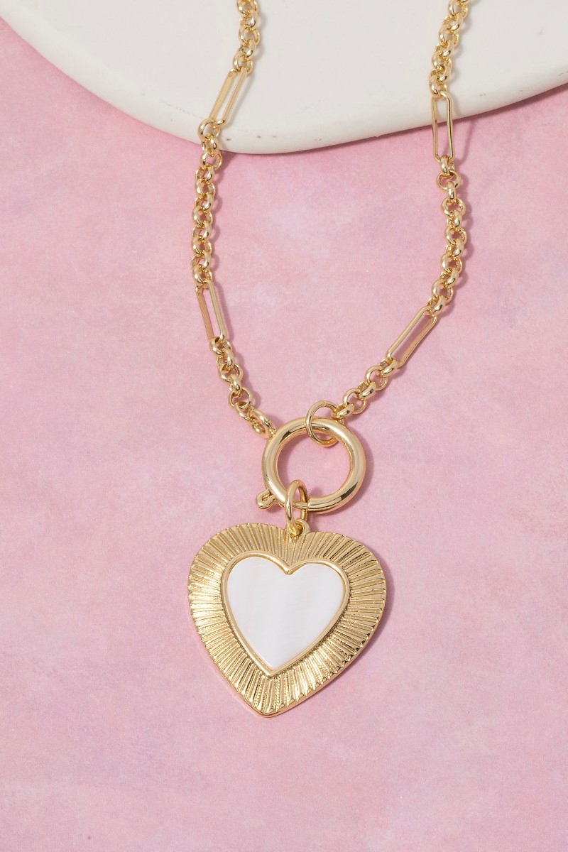 Mother Of Pearl Heart Pendant Necklace