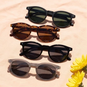 Polarized Round Sunglasses With Stud Accents