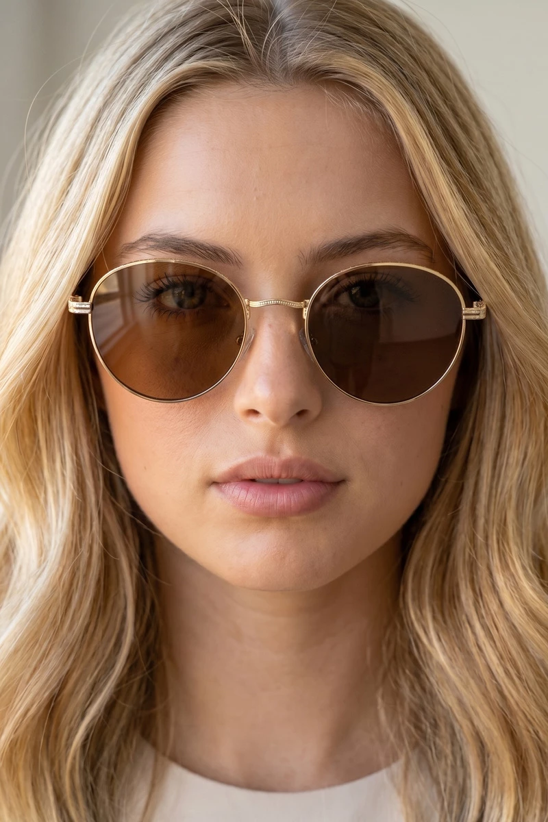 Round Metal Frame Polarized Uv400 Sunglasses