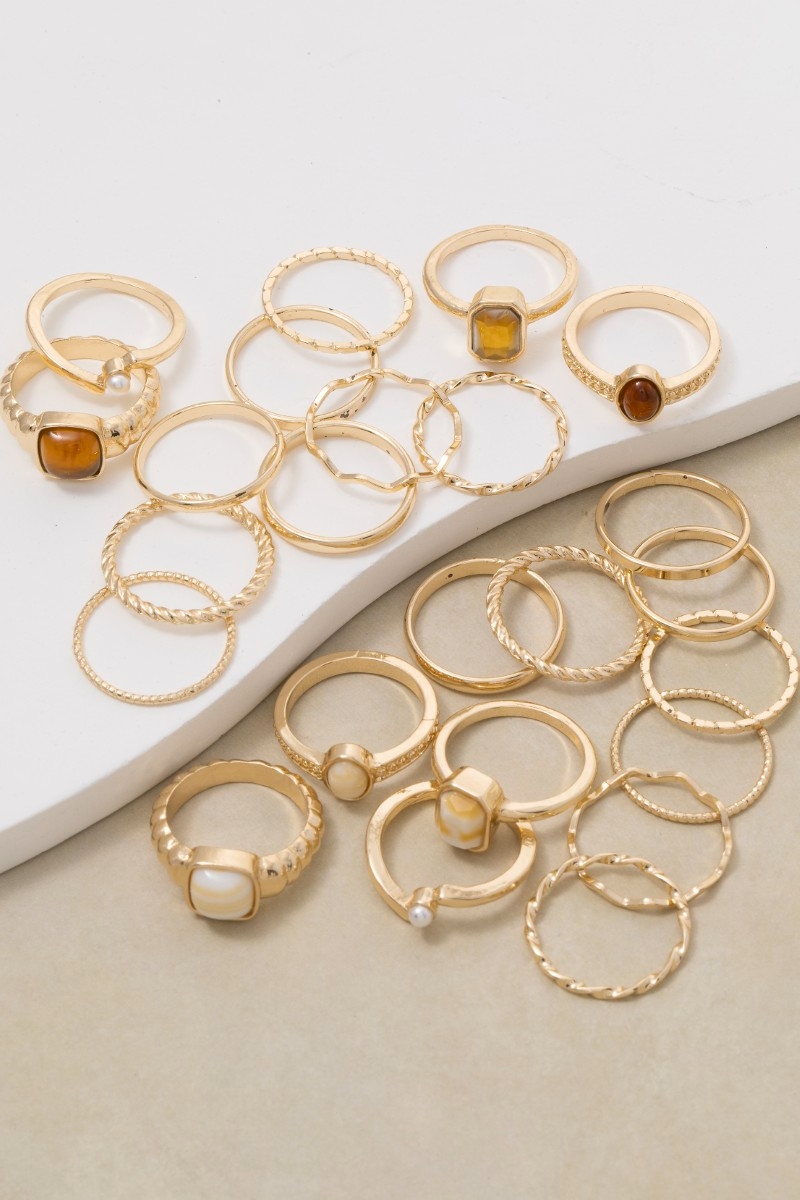 Assorted Twelve Piece Stone Ring Set