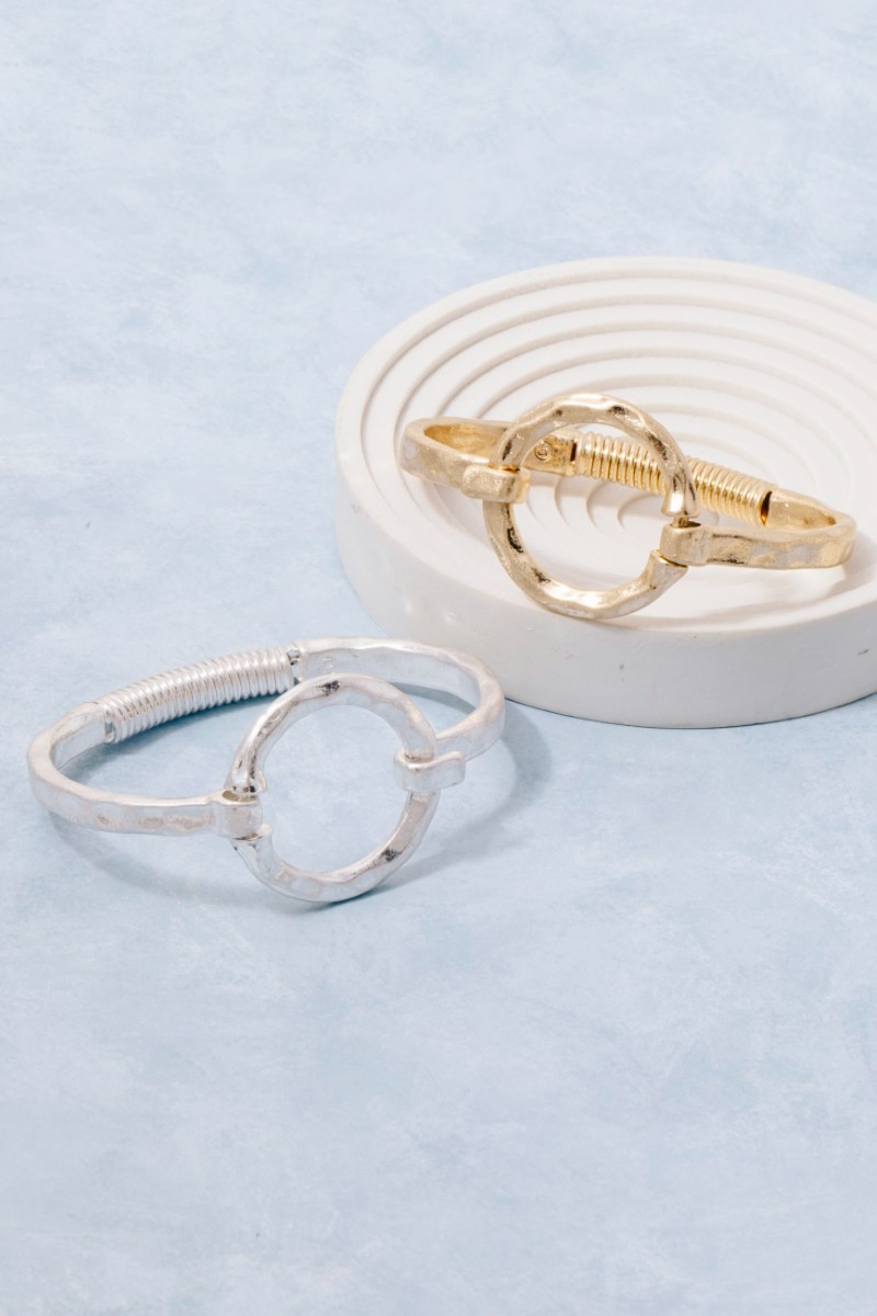 Hammered Circle Bangle Bracelet