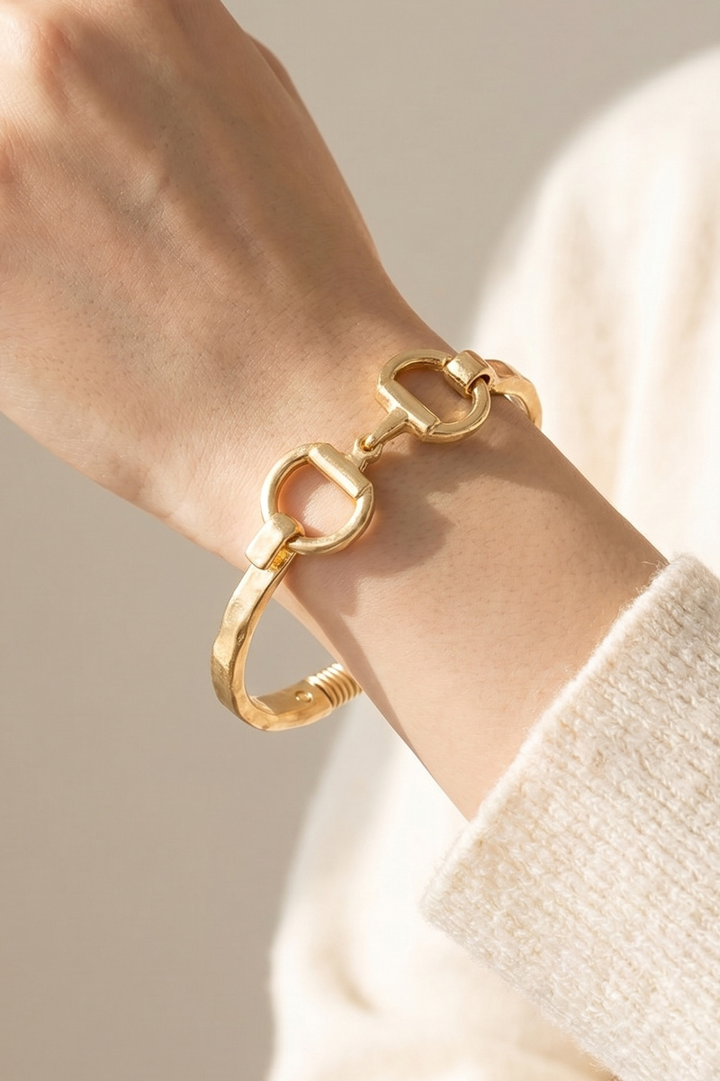 Equestrian Snaffle Bit Hinge Bangle Bracelet