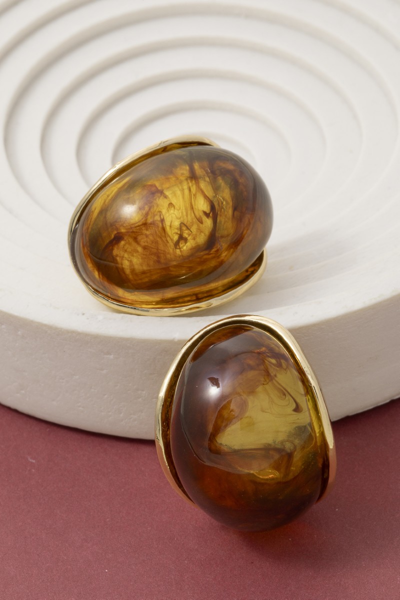 Large Marble Resin Curved Drop Earrings