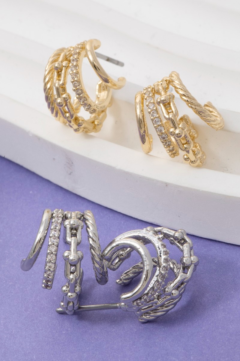 Assorted Mini Four Line Hoop Earrings