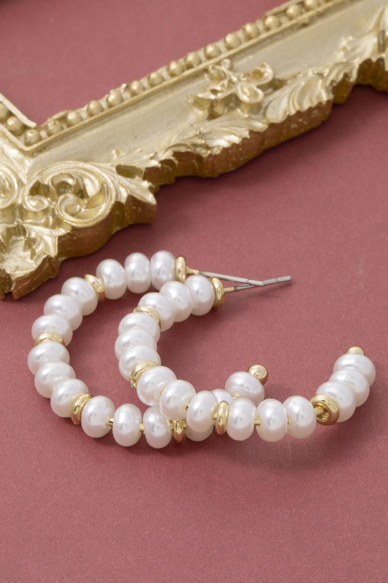 Pearl Beaded Hoop Earrings