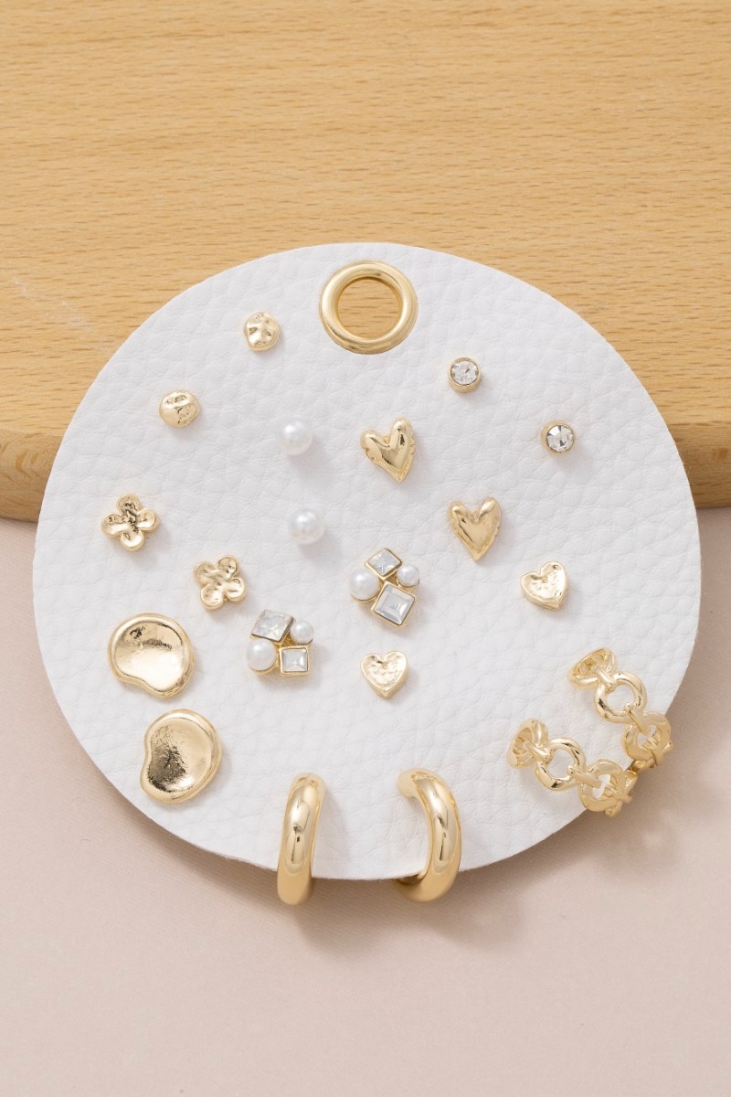 Assorted Hearts And Flowers Earrings Set