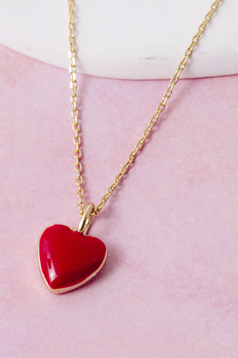 Dainty Enamel Heart Pendant Necklace