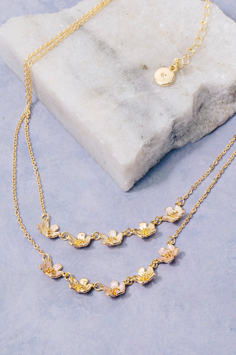 Small Enamel Flower Charms Necklace