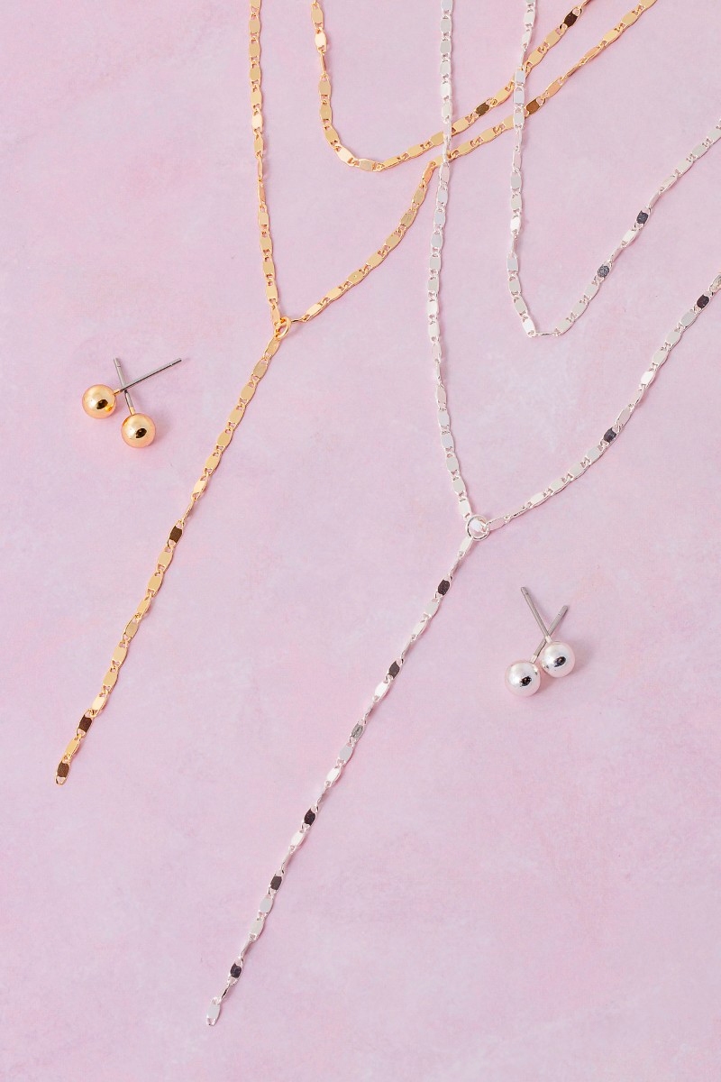 Chain Link Layered Y Necklace Set