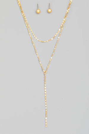 Chain Link Layered Y Necklace Set