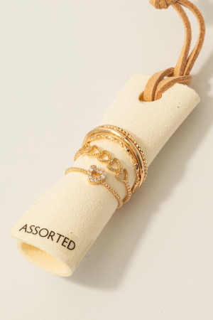 5Pc Mixed Heart Band Rings Set