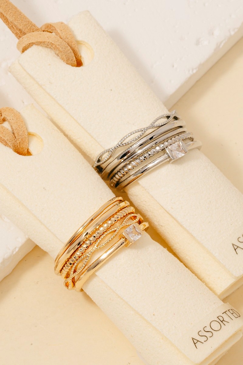 Mixed 5Pc Band Rings Set