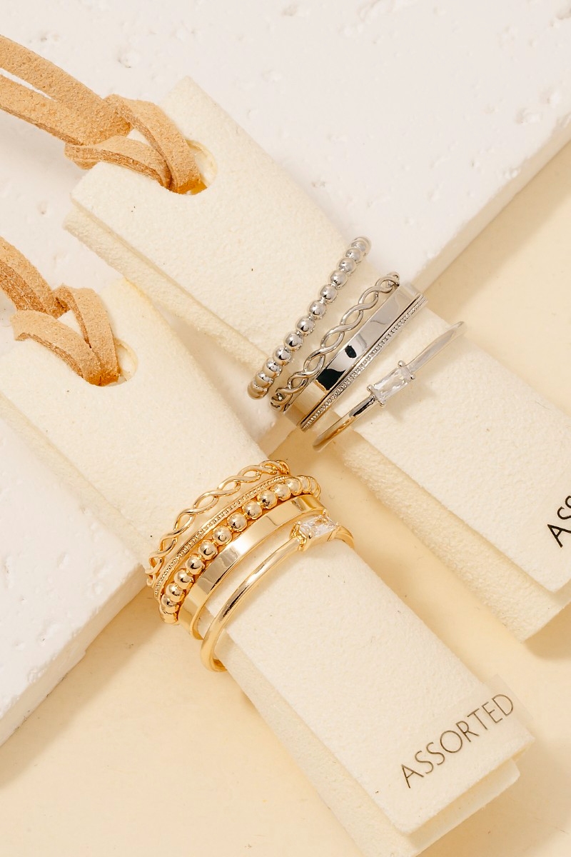 5Pc Mixed Band Rings Set