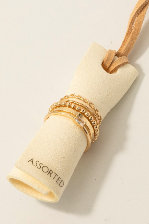 5Pc Mixed Band Rings Set