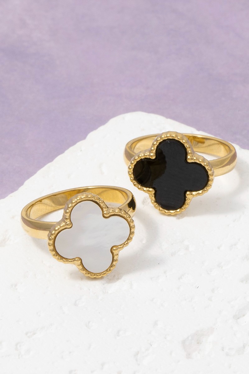 Large Enamel Clover Ring