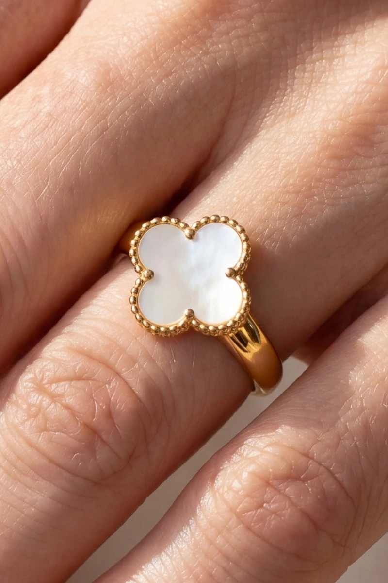 Large Enamel Clover Ring