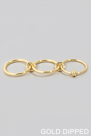 Gold Dipped Triple Linked Layered Band Rings