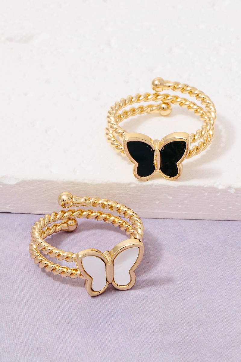Gold Dipped Layered Rope Butterfly Band Ring