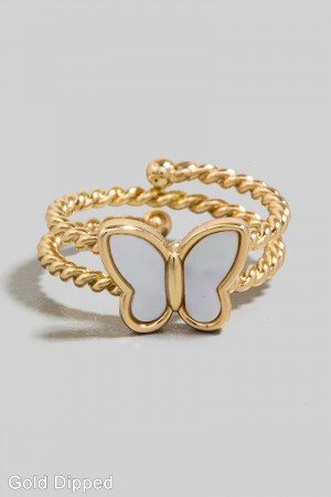 Gold Dipped Layered Rope Butterfly Band Ring