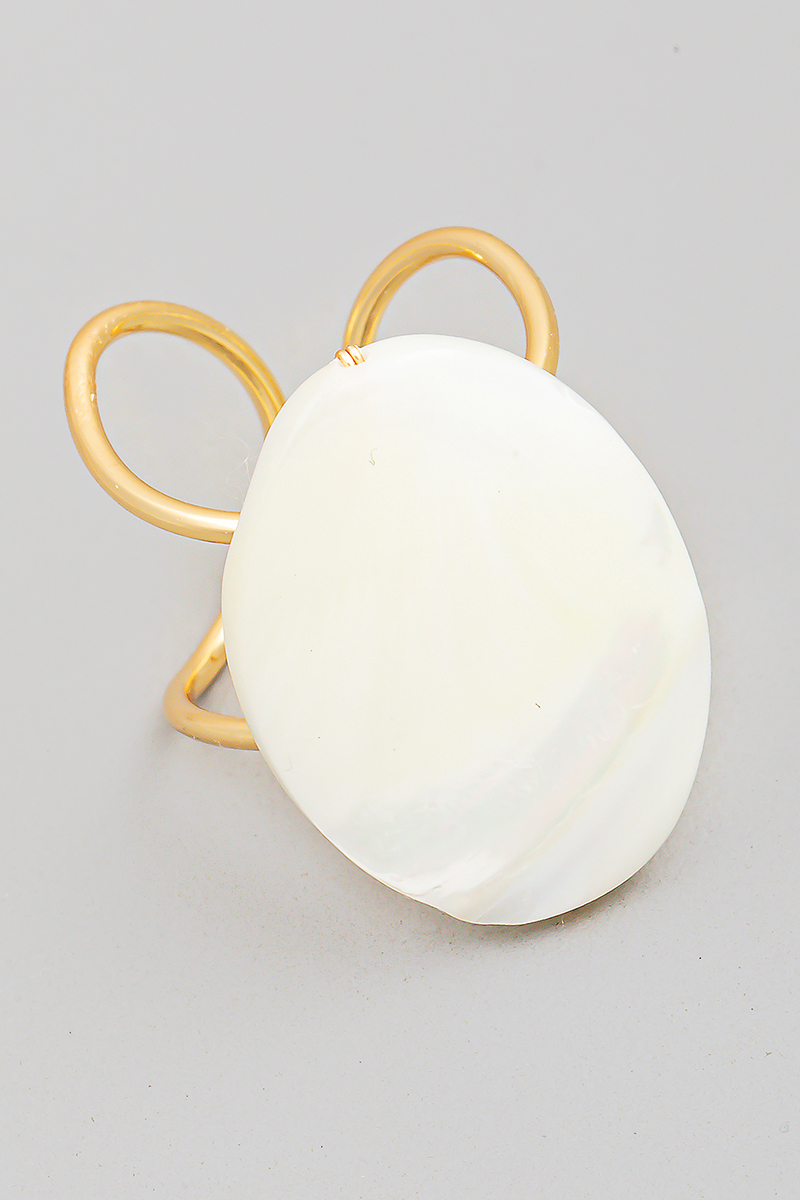 Pearl Oval Metallic Wire Open Band Ring