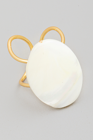 Pearl Oval Metallic Wire Open Band Ring