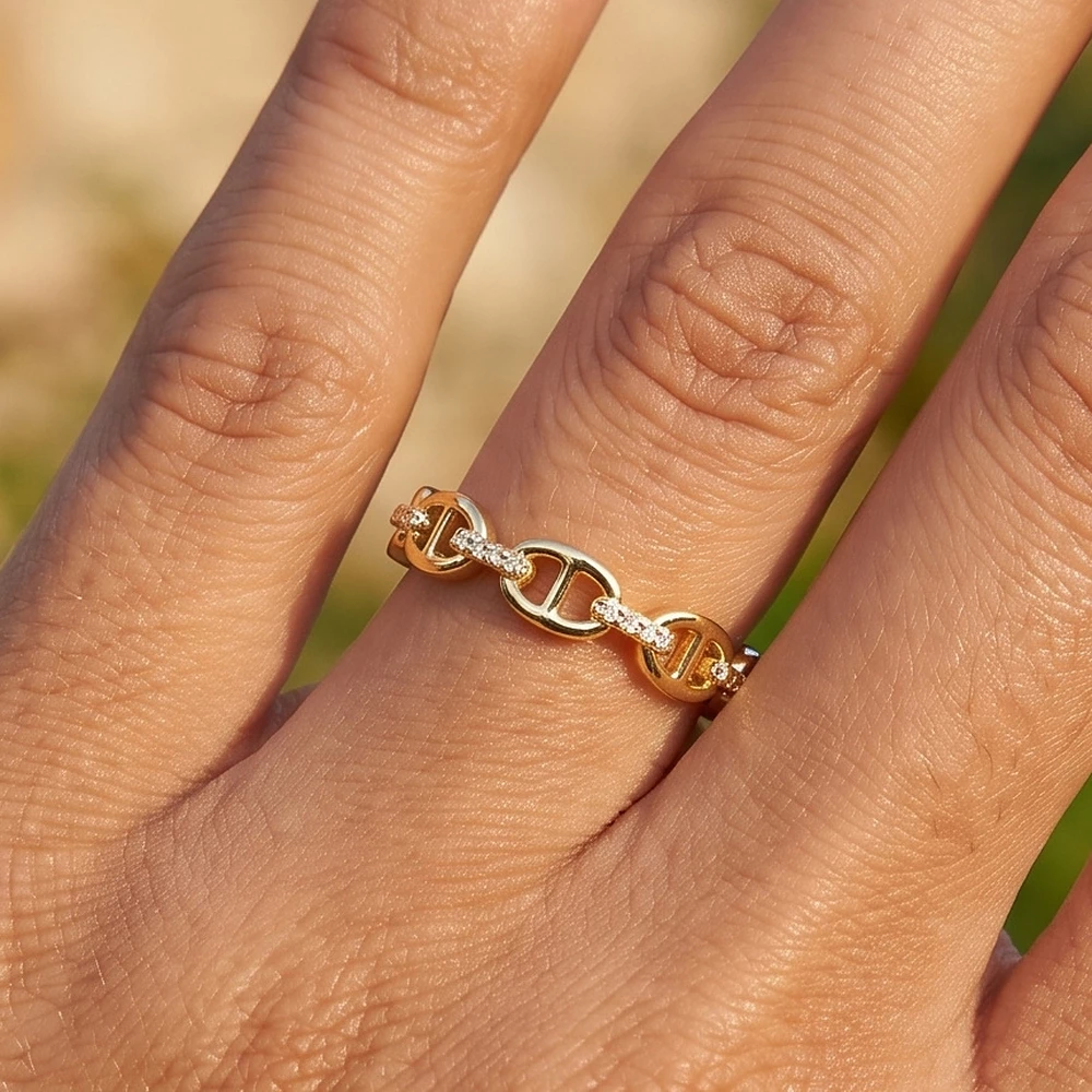 Mariner Link Cz Pave Open Band Ring
