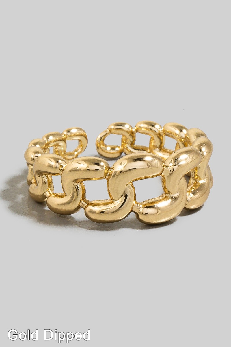 Gold Dipped Solid Chain Link Open Band Ring