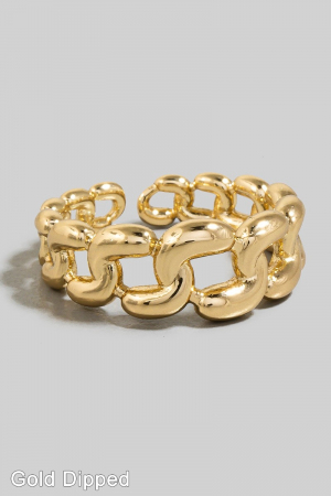 Gold Dipped Solid Chain Link Open Band Ring