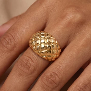 Polished Quilted Puff Dome Ring