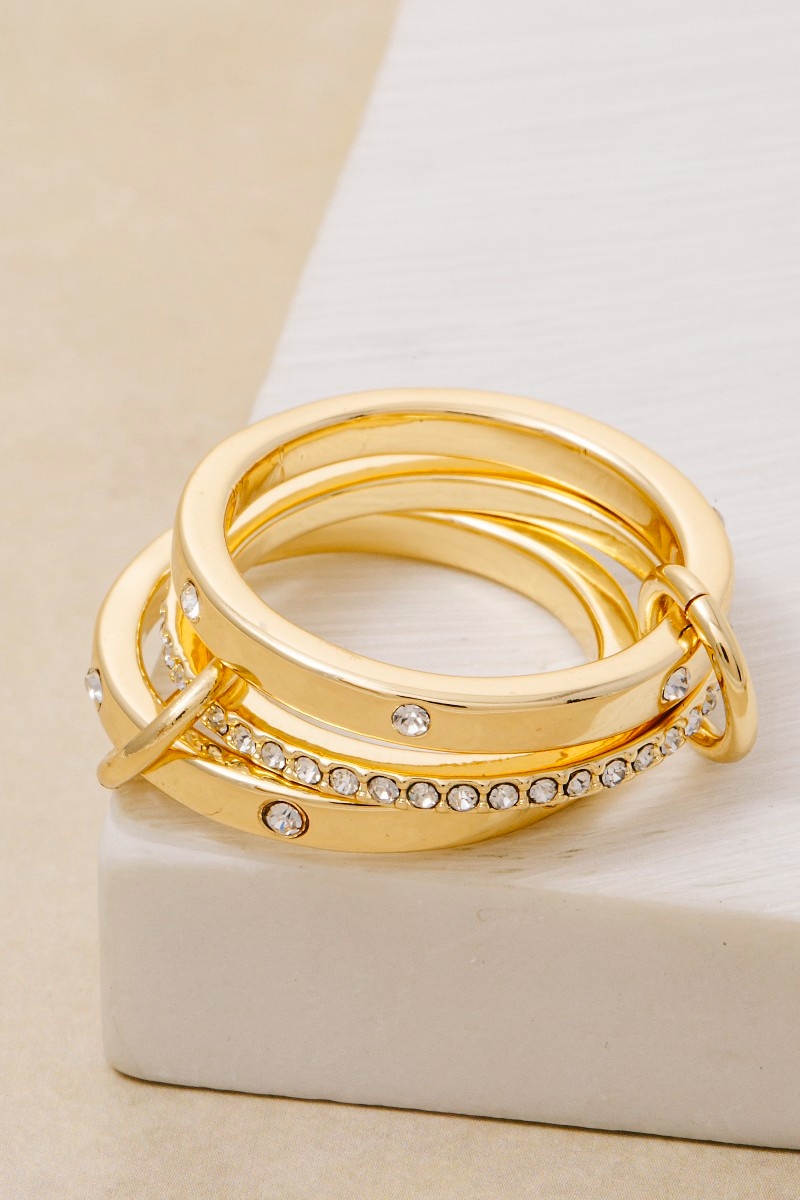 Gold Dipped Linked Studded Band Rings