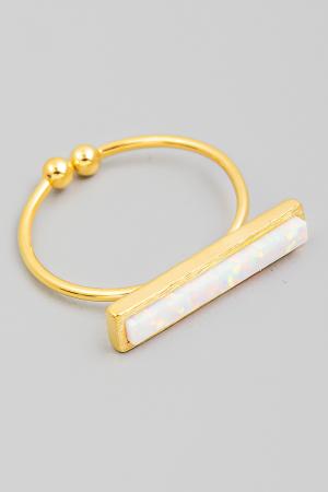 Delicate Opal Bar Charm Ring