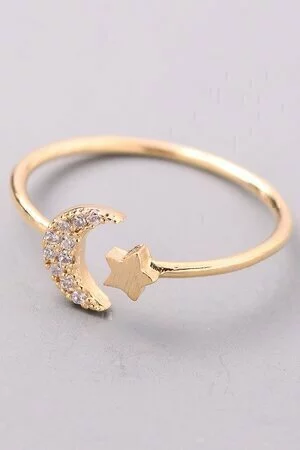 Jewel Crescent Open Ring