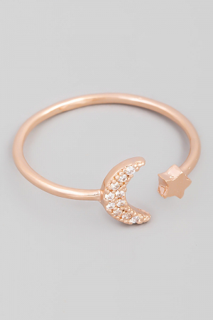 Jewel Crescent Moon Open Ring