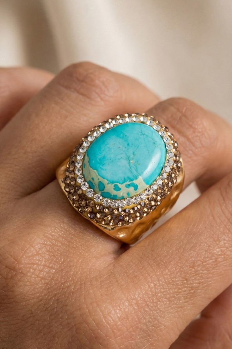Blue Emperor Jasper Stone Statement Ring