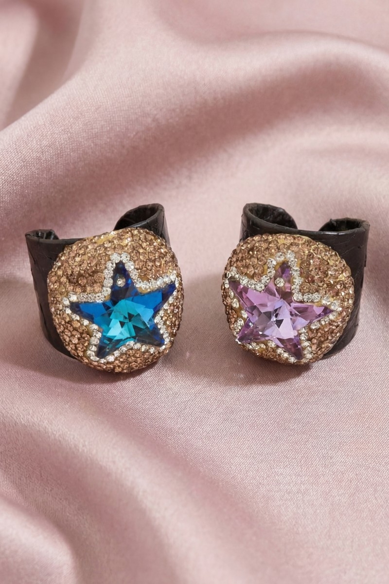 Faceted Crystal Star Pave Statement Ring