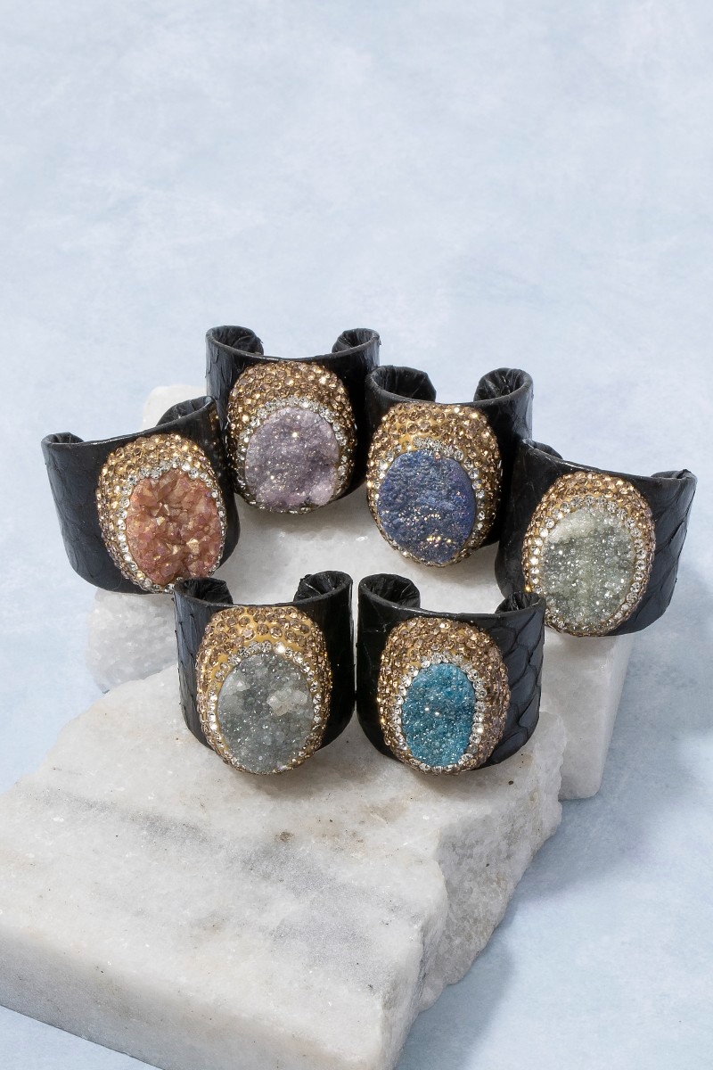 Oval Druzy Stone Pave Statement Ring