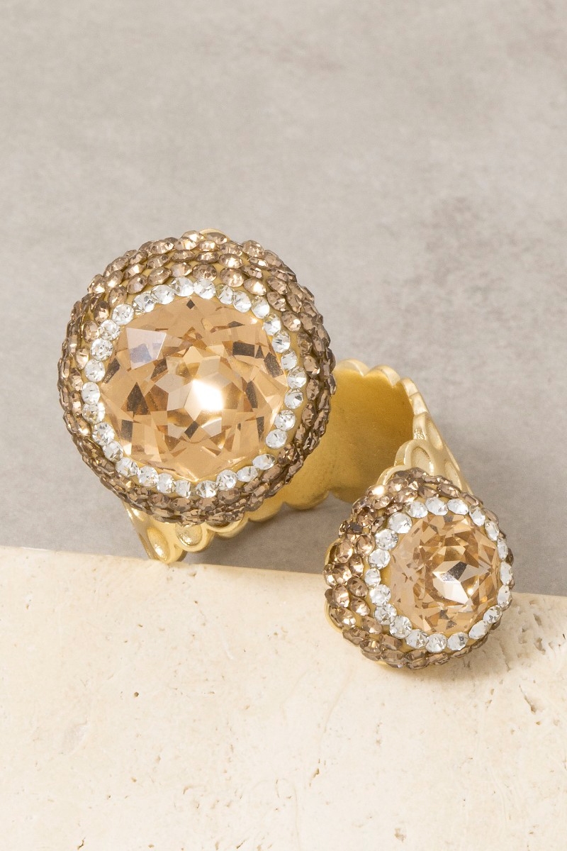 Double Crystal Stone Open Twist Ring