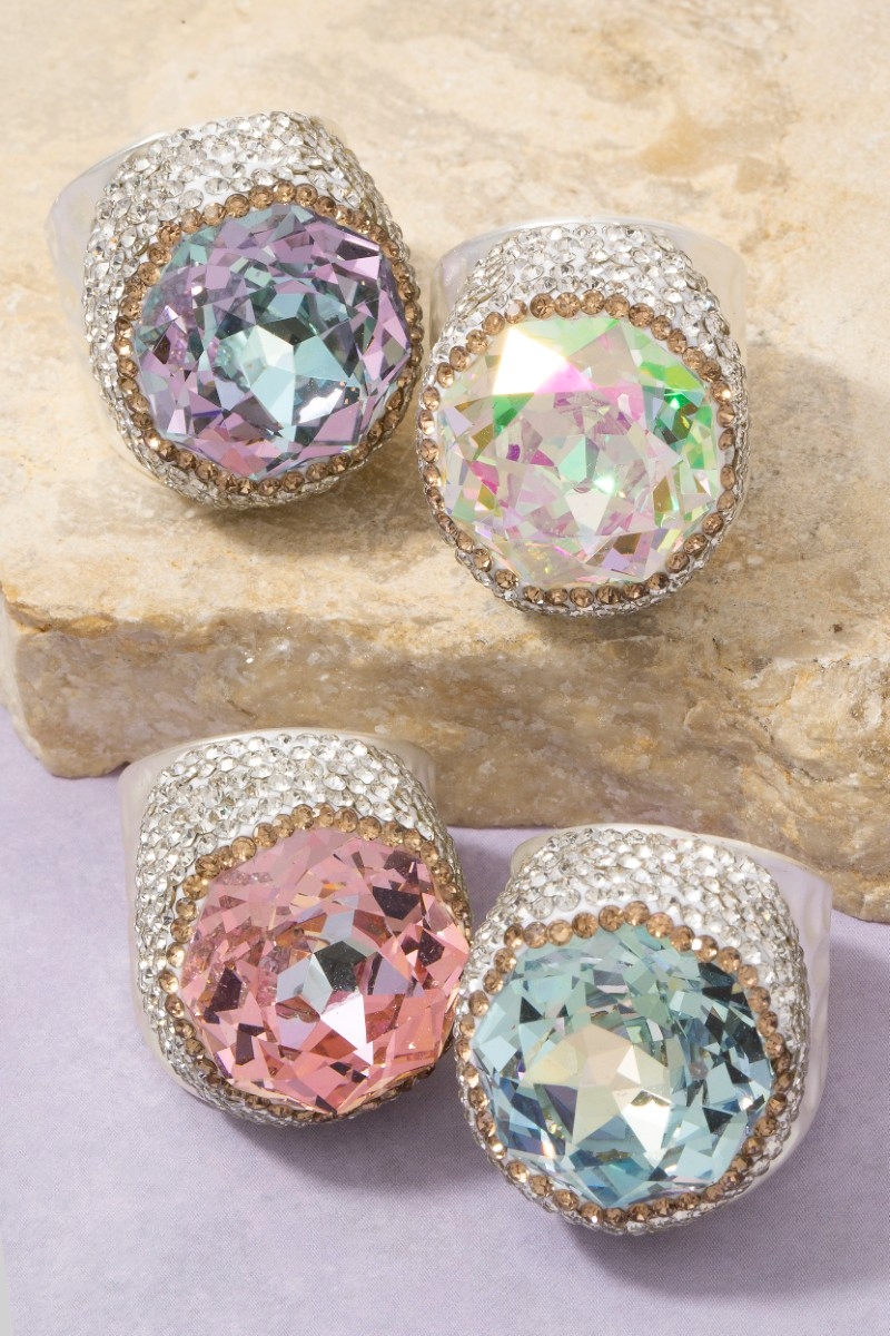 Faceted Crystal Stone Statement Ring