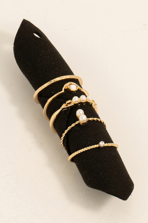 Pearly Studs Mixed Band Rings Set