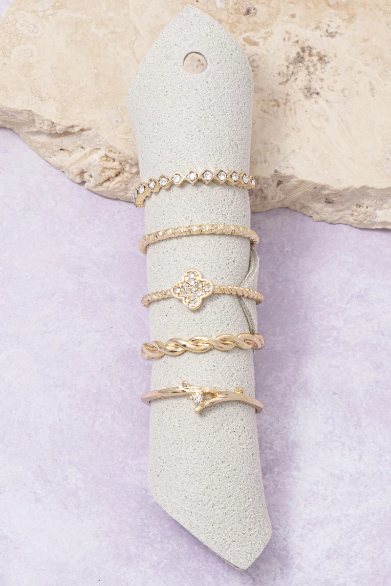 Dainty Cz Clover Stackable Ring Set