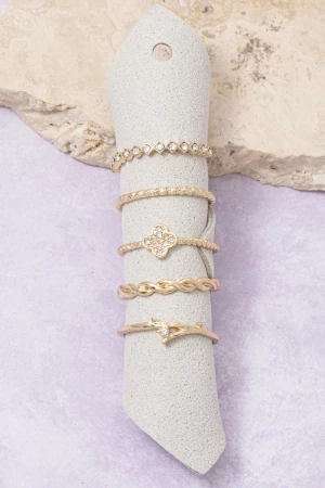 Dainty Cz Clover Stackable Ring Set